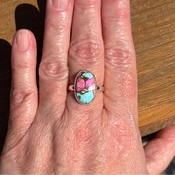 Artisan Jewelry - Artisan Crafted Cotton Candy Sterling Silver Oval Ring